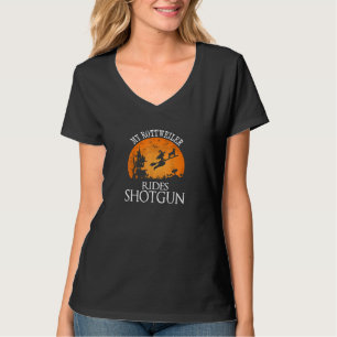 Rottweiler Rides Shotgun Dog Lover Halloween-Party T-Shirt