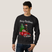 Rottweiler Riding Red Truck Frohe Weihnachtslieder Sweatshirt (Vorne ganz)