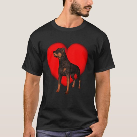 Rottweiler Rotes Herz T-Shirt (Vorderseite)