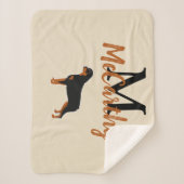 Rottweiler Rottie Art Imitate Linen Monogram Sherpadecke (Vorderseite)