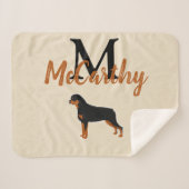 Rottweiler Rottie Art Imitate Linen Monogram Sherpadecke (Vorderseite (Horizontal))