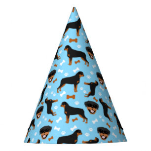 Rottweiler Rottie Blue Boy Pawprint Muster Partyhütchen