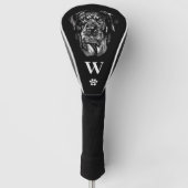 Rottweiler Rottie Dog Monogram Initial Black White Golf Headcover (Vorderseite)