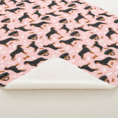 Rottweiler Rottie Dog Muster Pink Sherpa Blanket Sherpadecke (3/4)