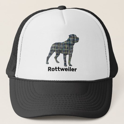 Rottweiler / Rottie Dog Silhouette Grid Truckerkappe (Vorderseite)