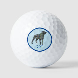 Rottweiler / Rottie Dog Silhouette Mono Grid Blue Golfball