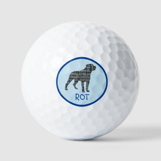 Rottweiler / Rottie Dog Silhouette Mono Grid Blue Golfball (Vorderseite)