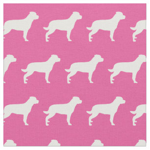 Rottweiler Rottie Dog Silhouette Pink Stoff