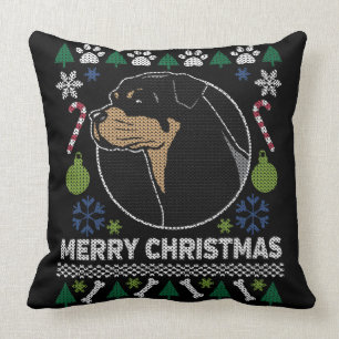 Rottweiler Rottie Frohe Weihnachten Ugly Sweater Kissen