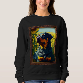 Rottweiler Rottie Malerei Sonnenblume Blume Mutter Sweatshirt