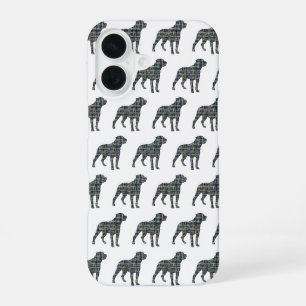 Rottweiler Rottie Niedlich Hunde Silhouette Raster iPhone 16 Hülle