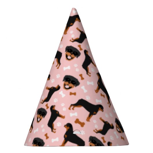 Rottweiler Rottie Pink Girl Pawprint Muster Partyhütchen (Rechts)