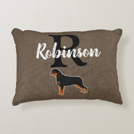 Rottweiler Rottie Rustic Monogram Nachname Dekokissen