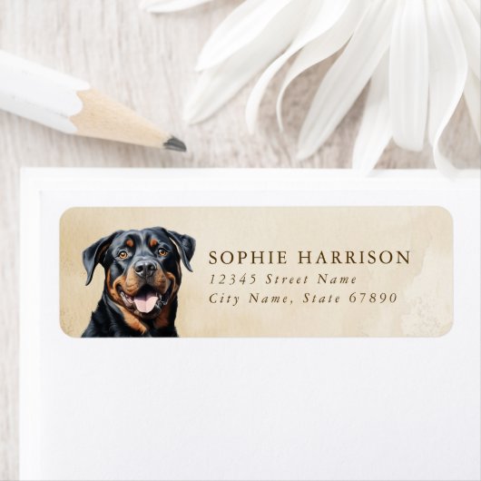 Rottweiler Rücksendeadressen-Aufkleber (Insitu)