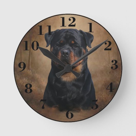 Rottweiler Runde Wanduhr (Vorderseite)