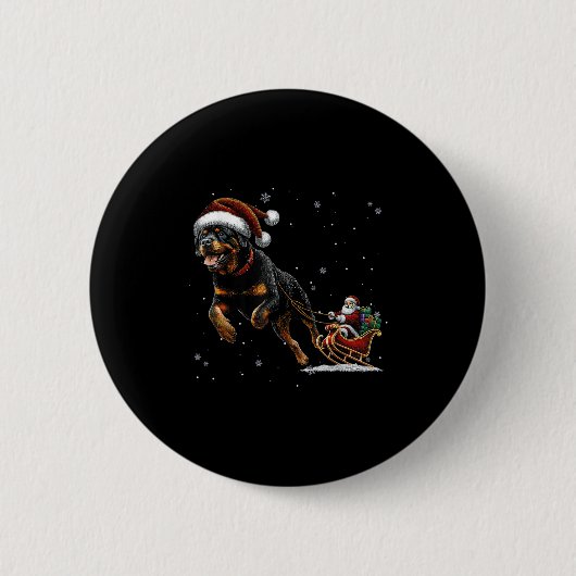 Rottweiler Santa Christmas Tree Lights Ugly Pajama Button (Vorderseite)