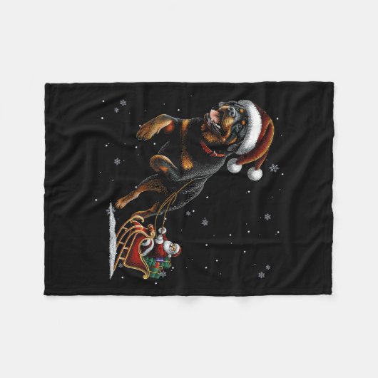 Rottweiler Santa Christmas Tree Lights Ugly Pajama Fleecedecke (Vorderseite (Horizontal))