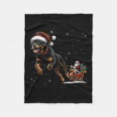 Rottweiler Santa Christmas Tree Lights Ugly Pajama Fleecedecke (Vorderseite)