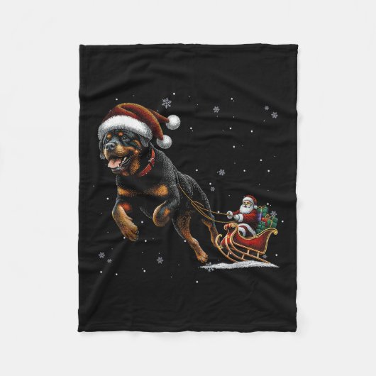 Rottweiler Santa Christmas Tree Lights Ugly Pajama Fleecedecke (Vorderseite)