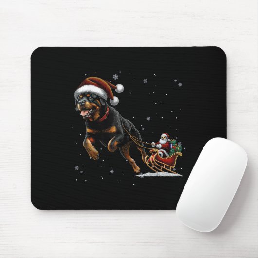 Rottweiler Santa Christmas Tree Lights Ugly Pajama Mousepad (Mit Mouse)