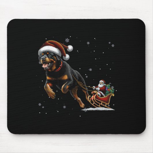 Rottweiler Santa Christmas Tree Lights Ugly Pajama Mousepad (Vorne)