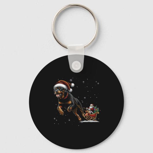 Rottweiler Santa Christmas Tree Lights Ugly Pajama Schlüsselanhänger (Vorderseite)