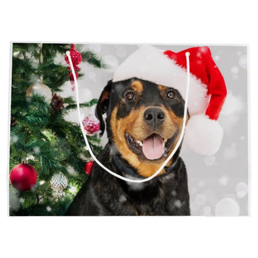Rottweiler Santa Große Geschenktüte (Rückseite)