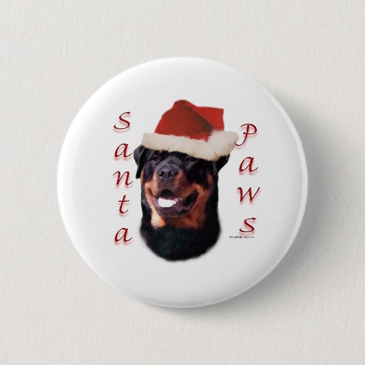 Rottweiler Santa Paws Button (Vorderseite)