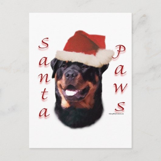 Rottweiler Santa Paws Feiertagspostkarte (Vorderseite)