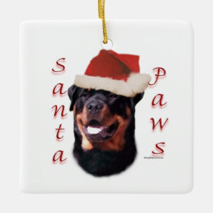 Rottweiler Santa Paws Keramikornament