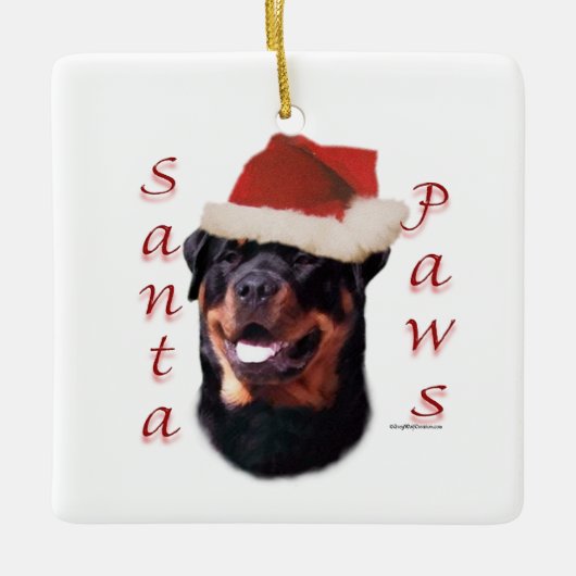 Rottweiler Santa Paws Keramikornament (Vorderseite)