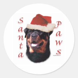 Rottweiler Santa Paws Runder Aufkleber