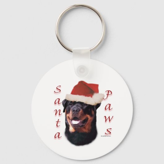 Rottweiler Santa Paws Schlüsselanhänger (Vorderseite)