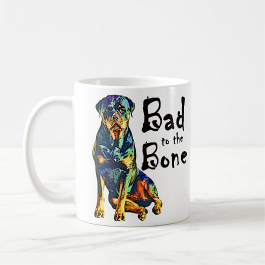 Rottweiler - Schlechtes zum Knochen Kaffeetasse (Links)