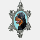 Rottweiler Schneeflocken Zinn-Ornament (Links)