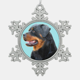 Rottweiler Schneeflocken Zinn-Ornament