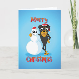 rottweiler - Schneemann - frohe Weihnachten