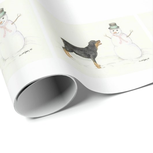 Rottweiler Schneemann-HundArtChristmas Packpapier (Rolleneckpunkt)