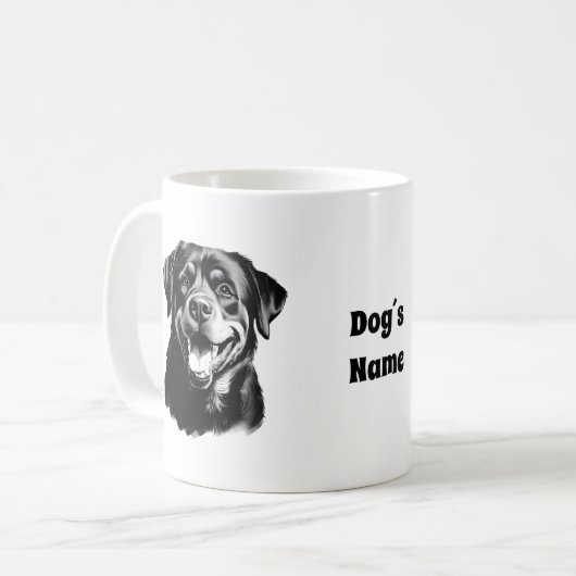Rottweiler Schwarz-Weiß-Silhouette Kaffeetasse (Vorderseite Links)