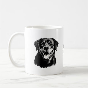 Rottweiler Schwarz-Weiß-Silhouette Kaffeetasse