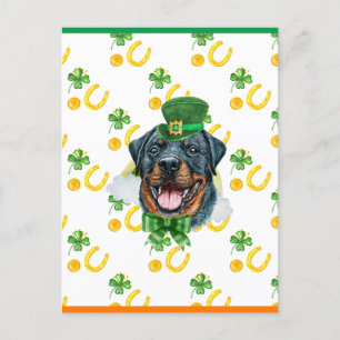 Rottweiler Shamrock St. Patricks Day Feiertagspostkarte