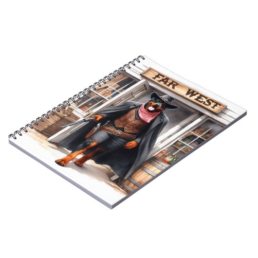 Rottweiler Sheriff im Fernen Westen Saloon Wasserf Notizblock (Linke Seite)