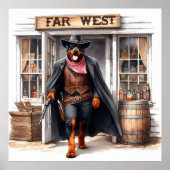 Rottweiler Sheriff im Fernen Westen Saloon Wasserf Poster (Vorne)