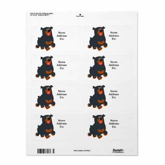 Rottweiler Shipping-Label für niedliche Gambolage- (Vorne)