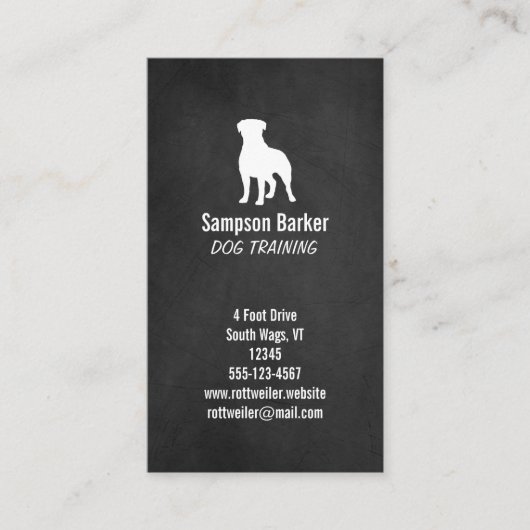 Rottweiler-Silhouette | Chalkboard Style | Rottie Visitenkarte (Vorderseite)
