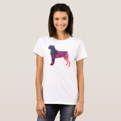 Rottweiler Silhouette für farbenfrohe geometrische T-Shirt (Vorne ganz)