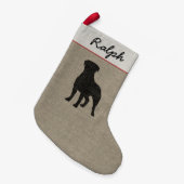 Rottweiler Silhouette-personalisiertes Kleiner Weihnachtsstrumpf (Vorderansicht (hängend))
