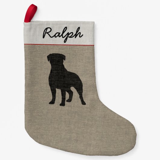 Rottweiler Silhouette-personalisiertes Kleiner Weihnachtsstrumpf (Vorderseite)