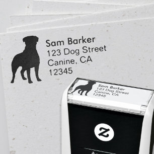 Rottweiler Silhouette-Rücksendeadresse Permastempel