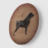 Rottweiler Silhouette Rustikal Große Wanduhr (Winkel)
